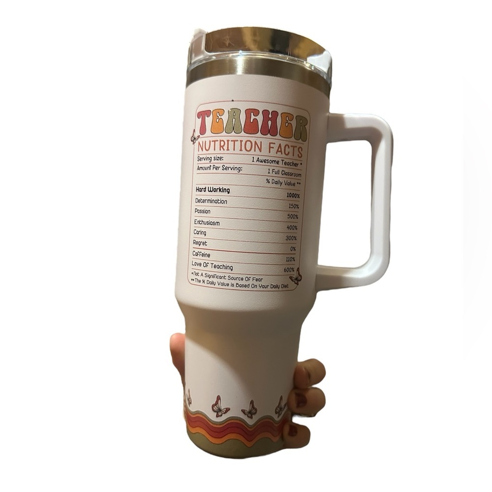 NIB Floral Teacher Travel Mug - Picture 2 of 2